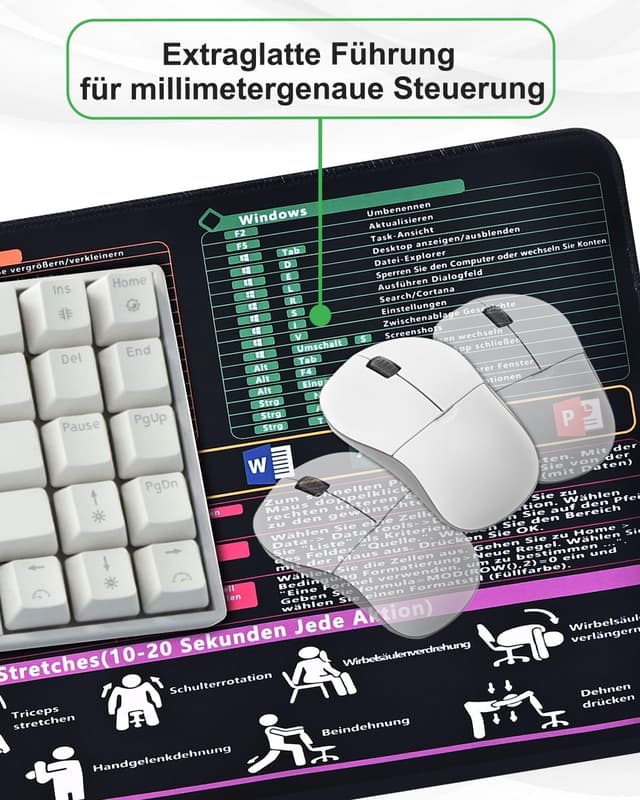 Detalle 1 de 800×300-mm Schreibtischunterlage mit Excel-Kürzeln