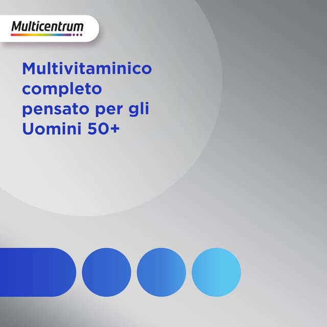 Detalle 2 de Multicentrum Uomo 50+ multivitaminico e multiminerale con Vitamina D3, supporto stanchezza per uomini oltre 50 anni (30 compresse)