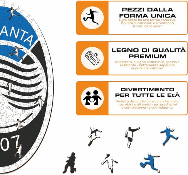 Detalle 2 de Iconic Puzzles Atalanta Logo, puzzle di legno sostenibile 500 pezzi (taglia L)