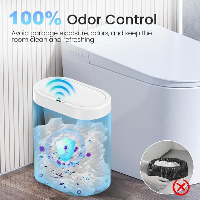 Detalle de jinligogo 2-Pack 5 Gallon Touchless Bathroom Trash Can with Motion Sensor Lid (White)