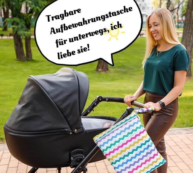 Detalle de TRASUN Wetbag im 2er-Set für Kindergarten: wasserdichte Nassbeutel für Windeln, Schwimmsachen & mehr