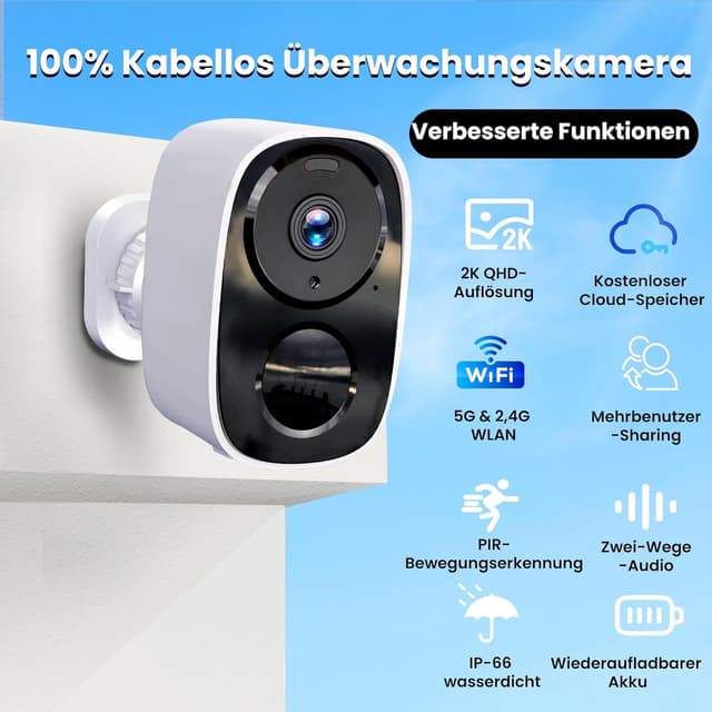 Thumbnail 5 de 2K/3MP Überwachungskamera Außen 2K Farb-Nachtsicht