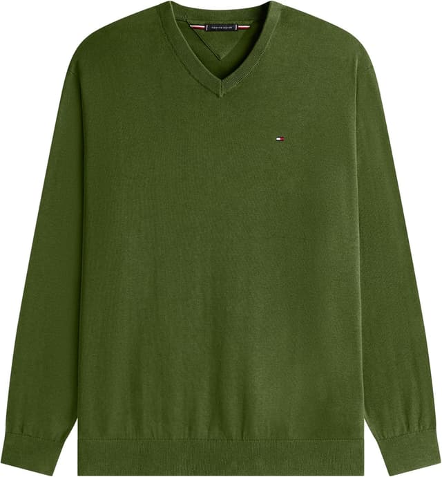 Detalle de Tommy Hilfiger BT-Essential Cotton pullover unisex con scollo a V