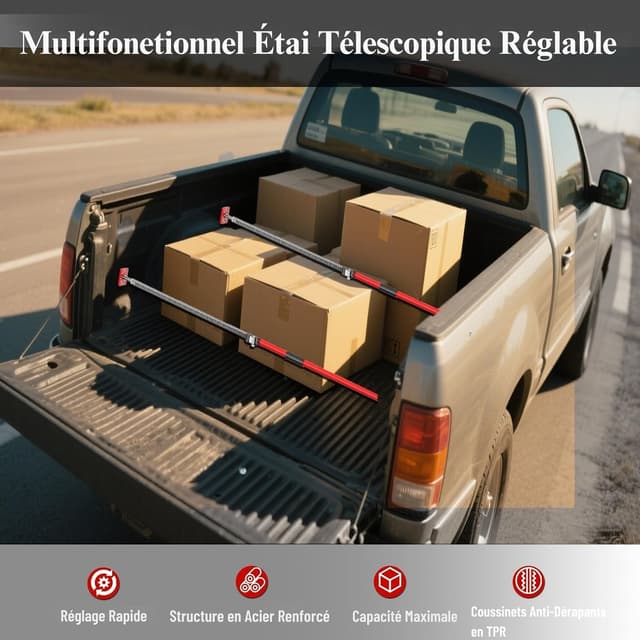 Detalle de 3-H Étai télescopique réglable extensible 110–195 cm en acier épais (1 pièce) – charge max 75 kg