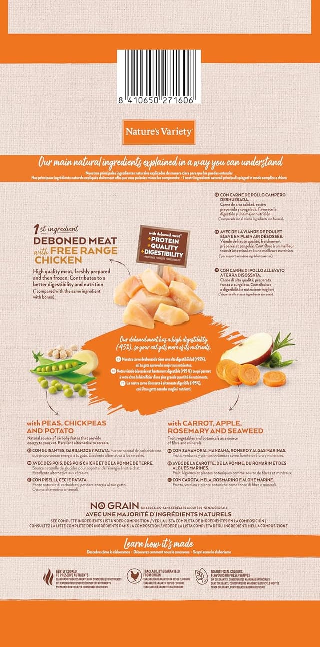 Detalle 2 de Nature's Variety No Grain Pollo para Gatos Esterilizados 🐱 7kg
