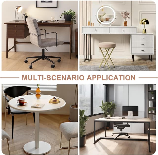 Detalle de BERYTH Bürostuhl ohne Armlehne mit Leder-Optik, Holz-Panel und Wippfunktion (bis 136 kg), 360° drehbar – Schwarz