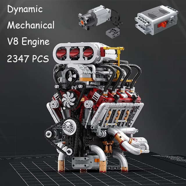 Detalle de muuchuu Technik V8 – Kit di montaggio motore V8 STEM in 2347 pezzi (motore a pistoni)