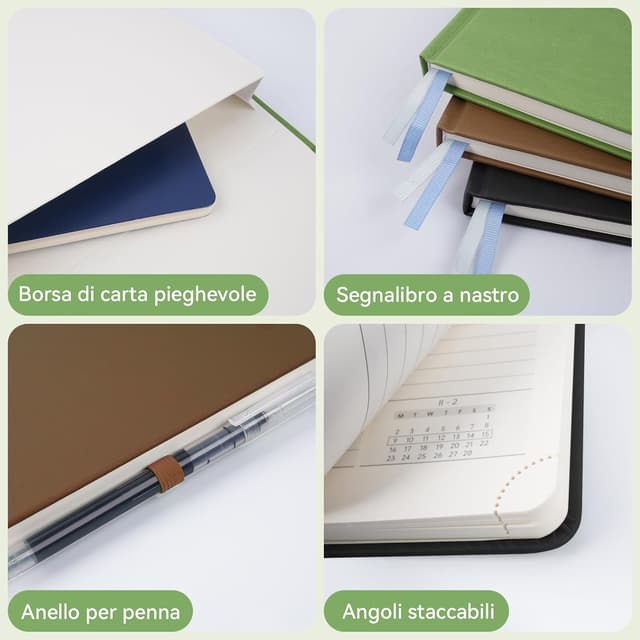 Detalle 2 de FEKSINO Agenda settimanale 2026 A4 (28,6 x 21 cm) con copertina rigida in pelle PU rosa, da gennaio a dicembre 2026