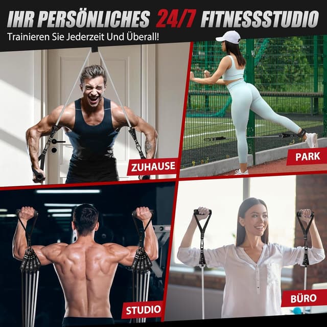Thumbnail 6 de HPYGN Fitnessbänder-Set mit 5 Widerstandsstufen (150/200/250 lbs) inkl. Griffe, Knöchelriemen & Türanker
