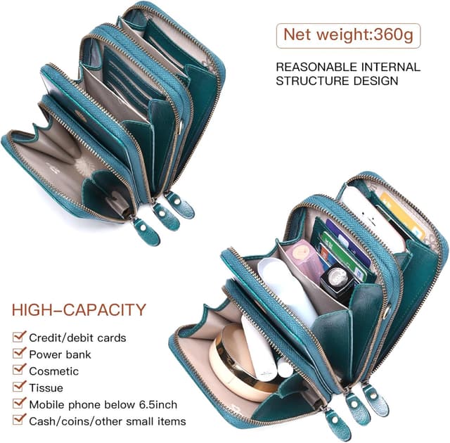 Detalle de SENDEFN women’s genuine leather phone bag crossbody – small multi-compartment purse