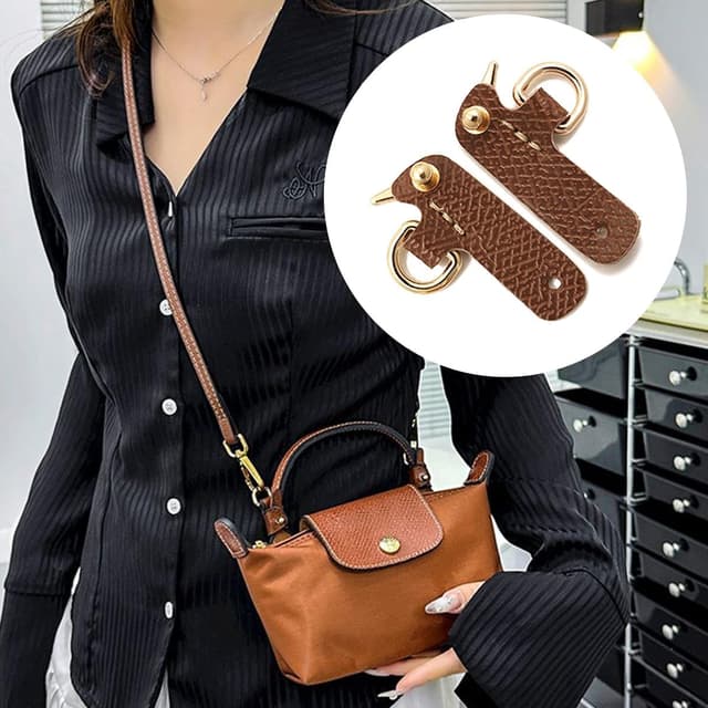 Detalle 2 de Keriocusi Lederriemen für Klein Tasche in Braun – verstellbarer Damen-Taschengurt mit goldfarbenem Karabiner, 90–120 cm (1,2 cm breit)