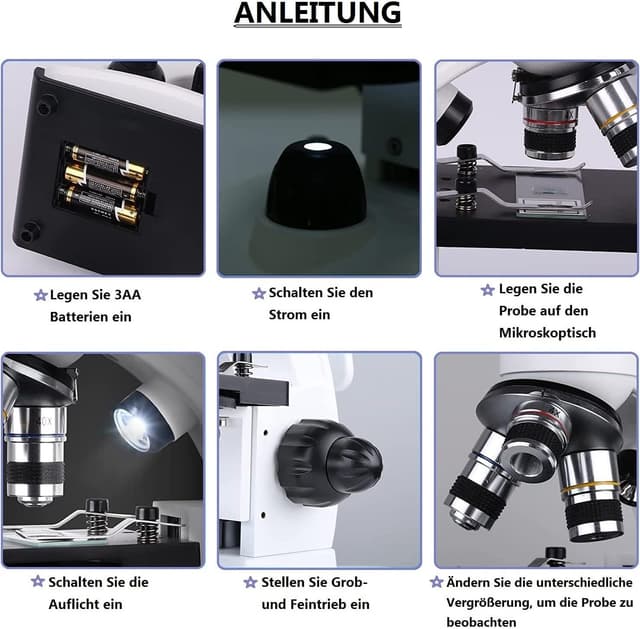 Thumbnail 5 de Slevoo Mikroskop 40x–1000x für Kinder und Studenten