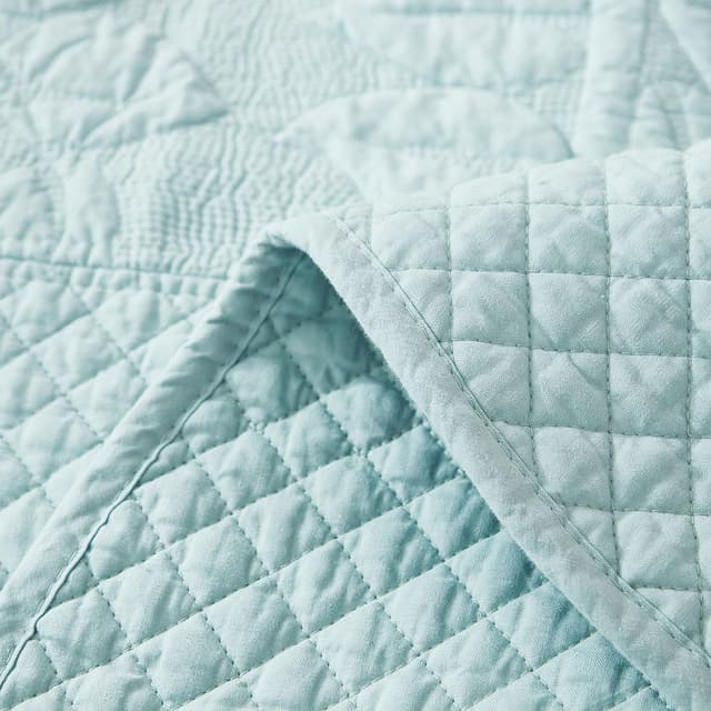 Detalle de MarCielo 3-Piece 100% Cotton Oversized Bedspread Quilt Coverlet Set (Aruba Blue) — Oversized King