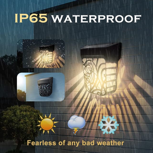 Detalle de Chipark Solar Fence Lights – IP65 Solar Wall Lights (6 Pack, Warm White)