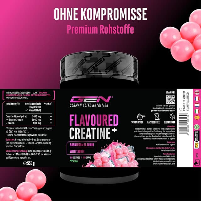 Thumbnail 4 de Flavoured Creatine Pulver 550 g – Monohydrat mit L-Taurin