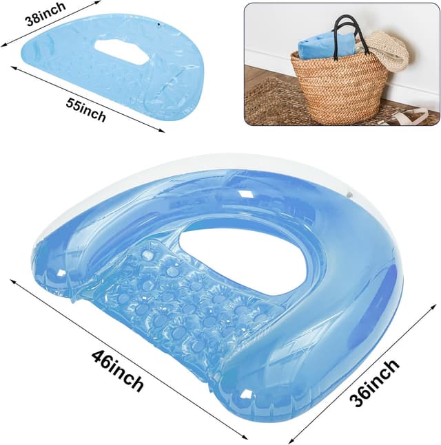 Detalle 2 de 4-Pack U-Shaped Inflatable Pool Chair Floats for Adults (52" x 38") by PuppyuWill