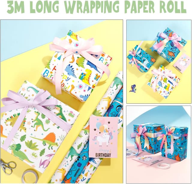 Thumbnail 4 de Dinosaur Wrapping Paper 3 Rolls