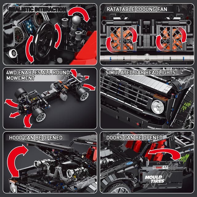 Detalle de Mould King Technik Auto-Modellbausatz Sportwagen (13082) – Sammler-Set mit 3.695 Teilen