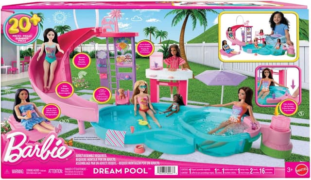 Detalle 2 de Barbie Dream Pool playset JKG83 with 6 areas