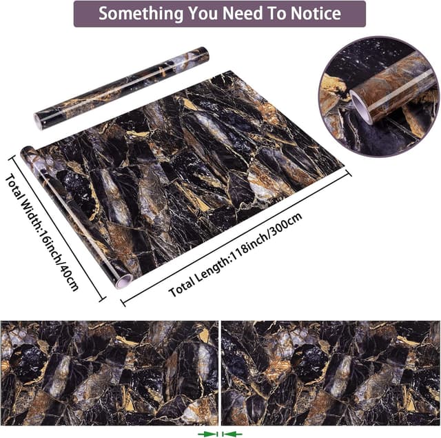 Detalle de Decoroom Carta da parati autoadesiva in vinile effetto marmo, impermeabile 40 x 300 cm