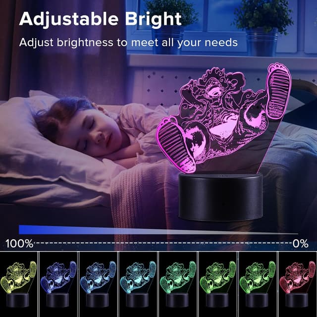 Thumbnail 5 de QQAAMZ Hǎi Zéi Wáng Luffy Lampe 3D 16 couleurs