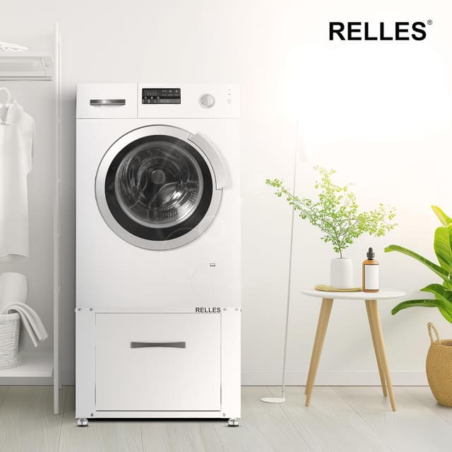 Thumbnail 6 de RELLES Waschmaschinen-Untergestell mit Schublade bis 500 kg, Stahlrahmen & höhenverstellbaren Füßen