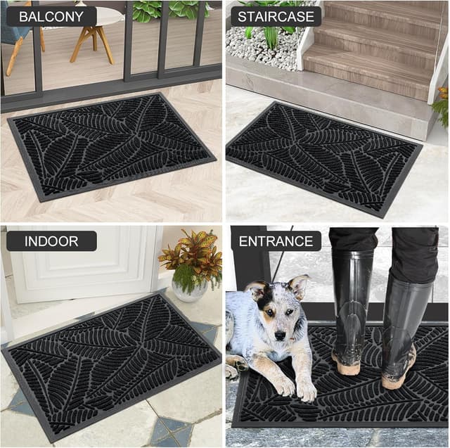 Detalle de Colorxy Waterproof Doormat (30''x17'') Natural Rubber Non-Slip Low-Profile Indoor Outdoor Door Mat