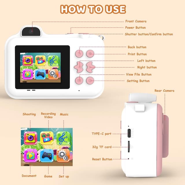 Thumbnail 6 de MISIRUN caméra instantanée enfant HD 32 Go