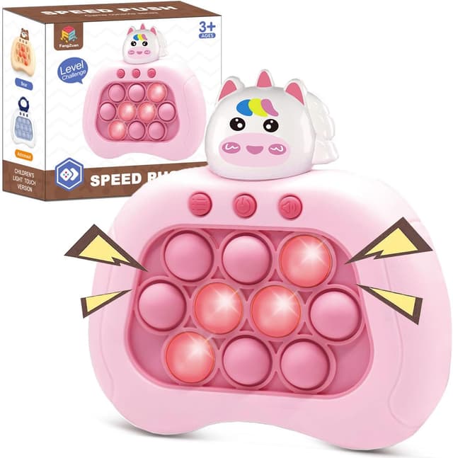 Detalle de Fidget Toys Fast Push Bubble Game Console (Pink) — Handheld Push Bubble Puzzle Game for Kids, Ages 3–12