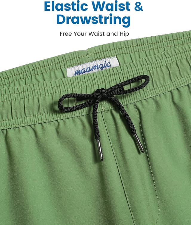 Detalle de MaaMgic Herren Badehose mit Kompression (2-in-1) und Innenhose, 14 cm Innenlänge, schnelltrocknend