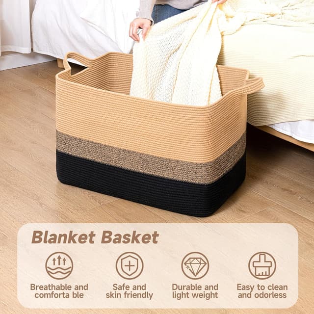 Thumbnail 5 de CLHMILY&Z Square Cotton Rope Storage Basket 110L