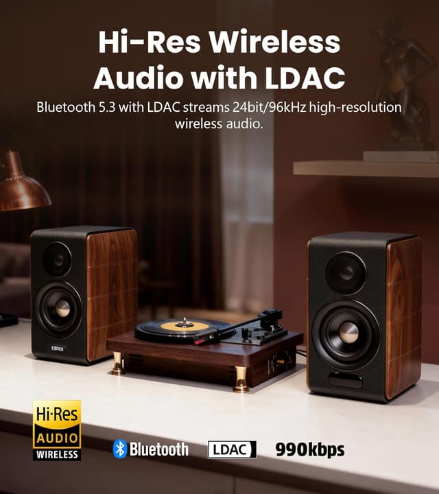 Detalle 2 de Edifier S880DB MKII Hi-Fi Bookshelf Speakers (88W) with LDAC BT5.3, Studio Monitor 2.0