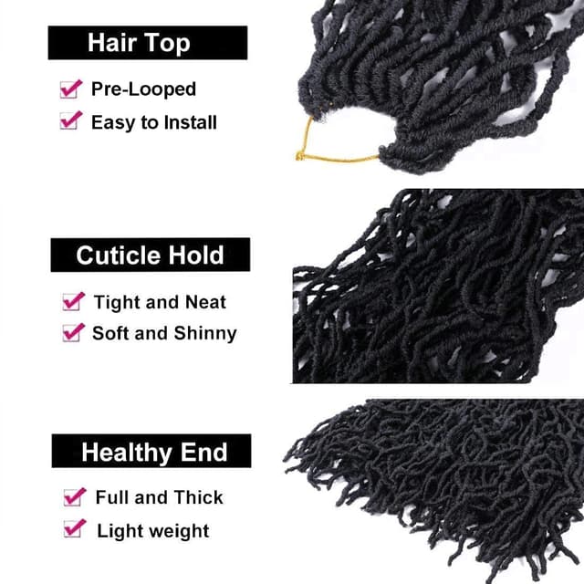 Detalle de Layashow 6-Pack Soft Locs Crochet Hair (Pre-Looped) 36-Inch Faux Locs