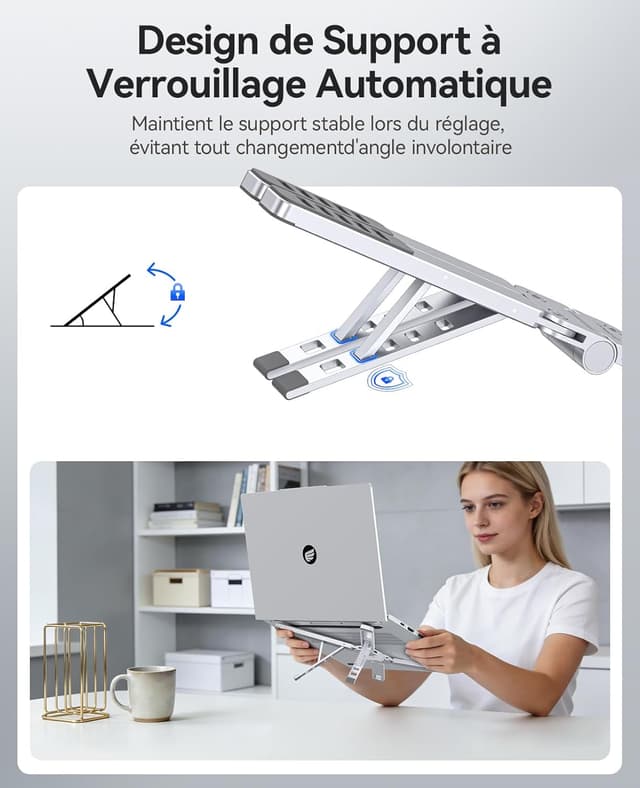 Detalle de ORICO PN1 Support pliable 3-en-1 aluminium pour PC portable, tablette et téléphone jusqu’à 17