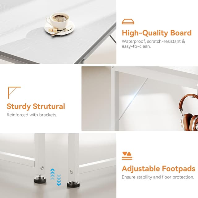 Detalle 2 de Coleshome Computer Desk with Drawers (100×48cm) with Storage & Reversible Small Office Desk