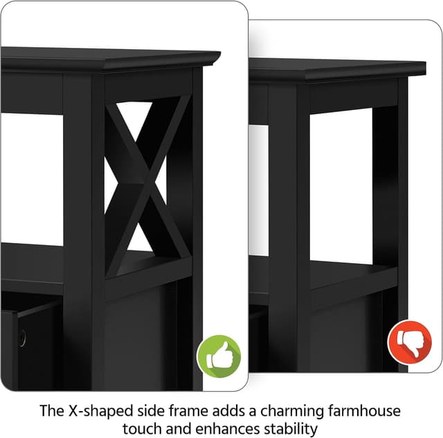 Detalle 2 de Yaheetech Bedside Table 30x40x60cm, black storage