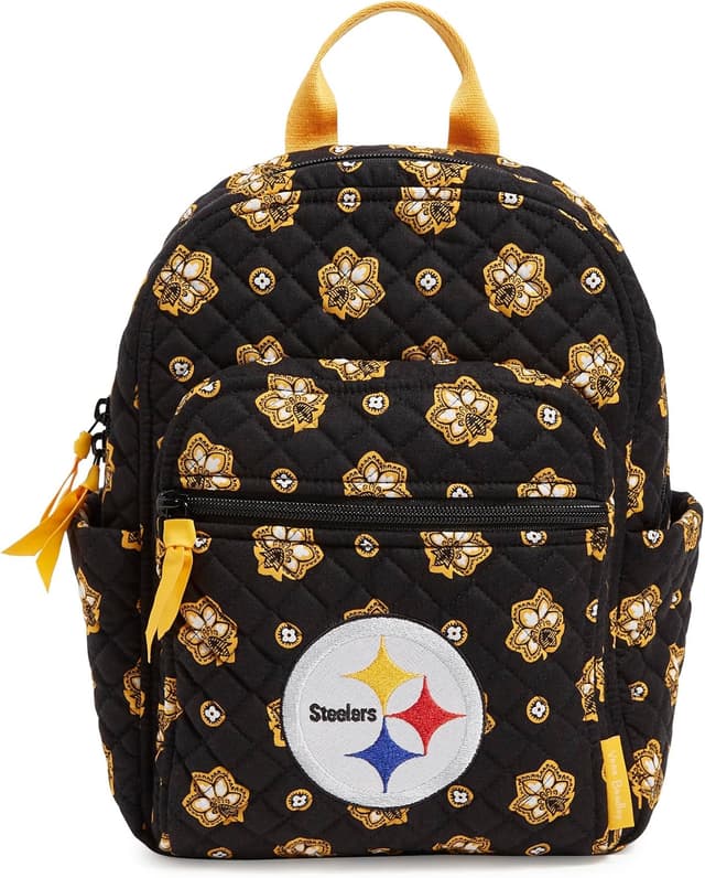 Detalle de Vera Bradley Women’s Cotton NFL Small Backpack (Multiple Teams Available) — Pittsburgh Steelers Steelersonblack/Yellow Bandana