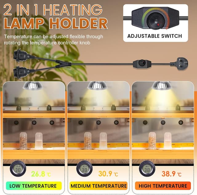 Detalle 2 de MOGOULUA Chicken Brooder Box 115L Large Foldable Chick Brooder with Heat Lamps, Thermometer & Accessories