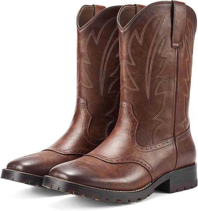 Detalle de Rollda Cowboy Boots Men Square Toe Mid-Calf 123° Heel