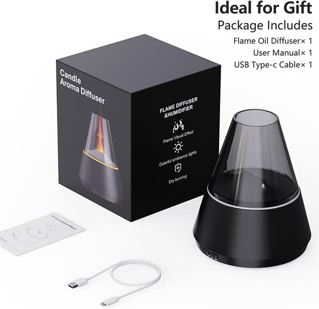 Thumbnail 6 de Diffuseur d’huiles essentielles avec effet flamme LED (7 couleurs) et humidificateur 3 en 1