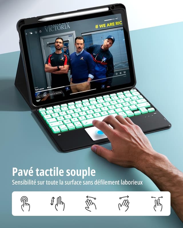 Detalle 1 de CACOE clavier étui iPad Air 11 avec rétroéclairage