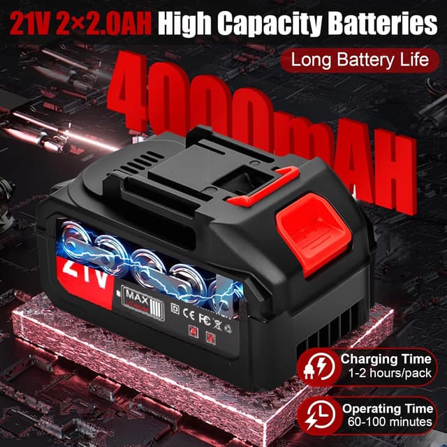 Detalle de Xbzzgmg Cordless Strimmer: adjustable telescopic grass trimmer with 2 batteries and 4 blade types