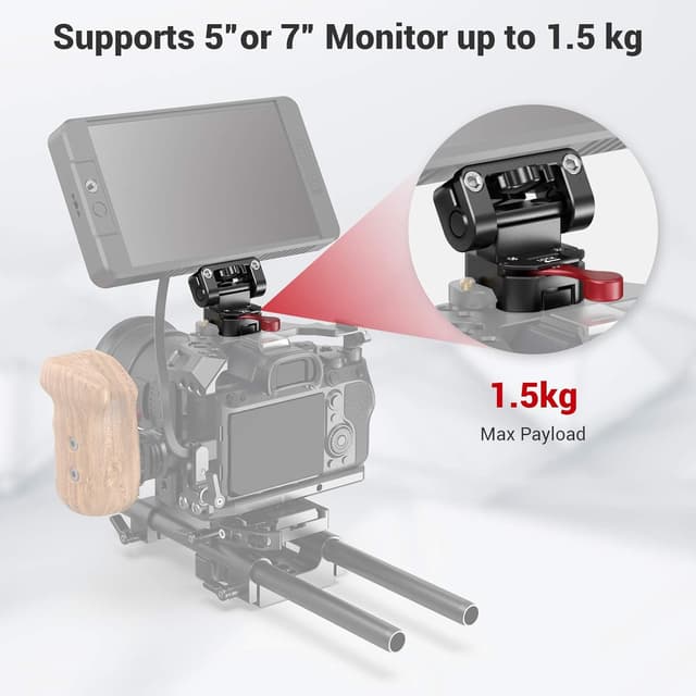 Detalle de SMALLRIG Monitorhalterung Camera Monitor Mount mit NATO Clamp – 2100B für 5–7 Zoll Monitore bis 1,5 kg
