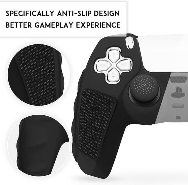 Detalle de SIKEMAY Anti-Slip PS5 Controller Skin (2-Pack) with 8 Thumb Grip Caps