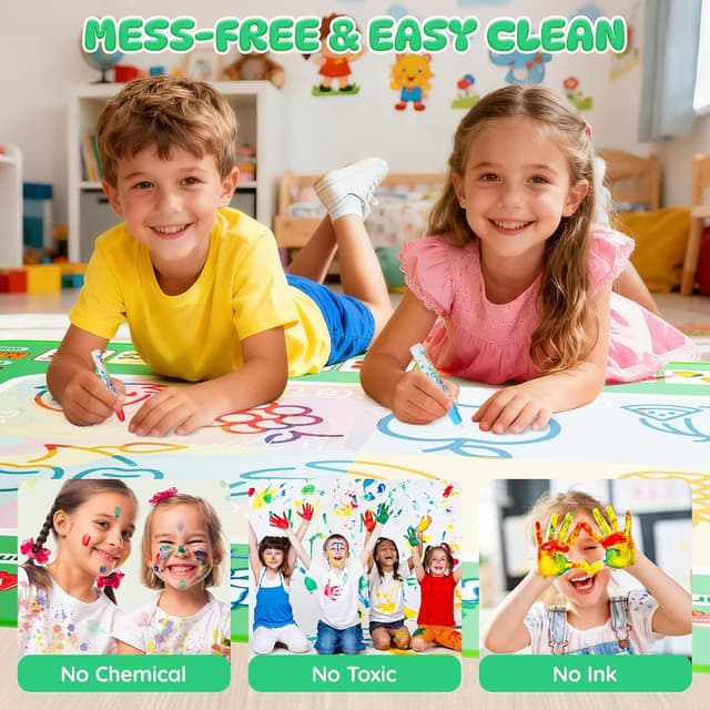 Detalle de Water Doodle Mat Aqua Magic Water Drawing Mat with 4 Suction Cups, 6 Magic Pens & Storage Bag