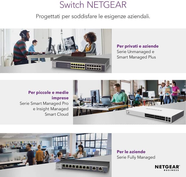 Detalle de NETGEAR GS324 switch Ethernet Gigabit a 24 porte non gestito (Plug-and-play) silenzioso