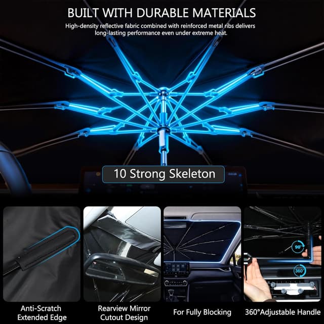 Detalle de BONULI Car Windshield Sun Shade Umbrella (Custom-Fit for Chevrolet Silverado 1500 & GMC Sierra 1500/2500/3500, 2019-2026)