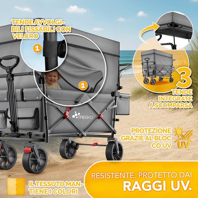 Thumbnail 3 de TRESKO Carrello pieghevole con tetto 150 kg 🛒