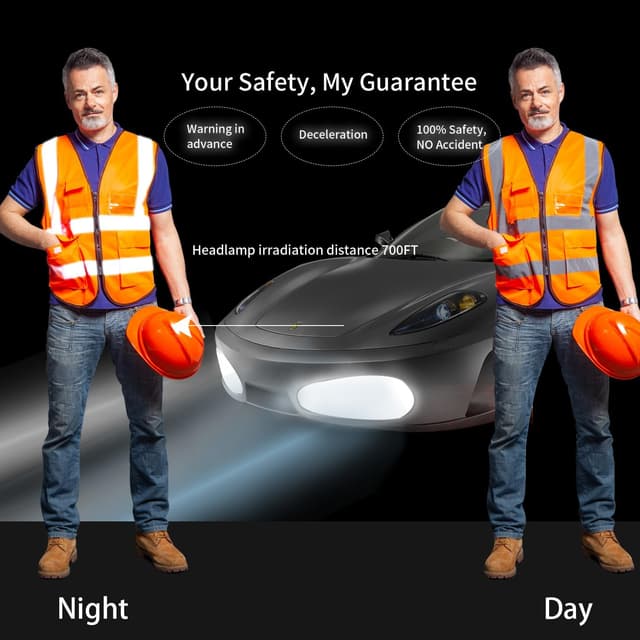 Detalle de GKOB Hi Vis Vests for Women Men with Reflective Strips, Zipper Front & Pockets