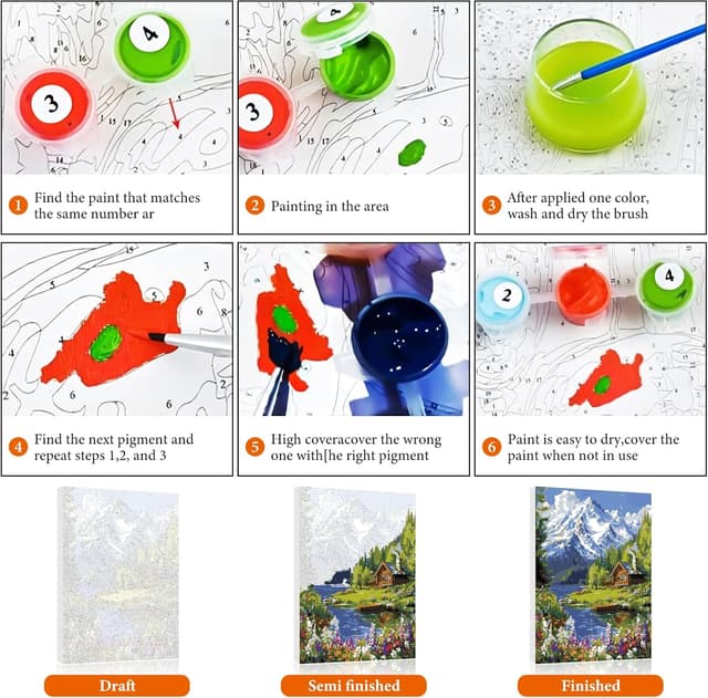 Thumbnail 5 de Forest Mountain paint by numbers kit 16x20in